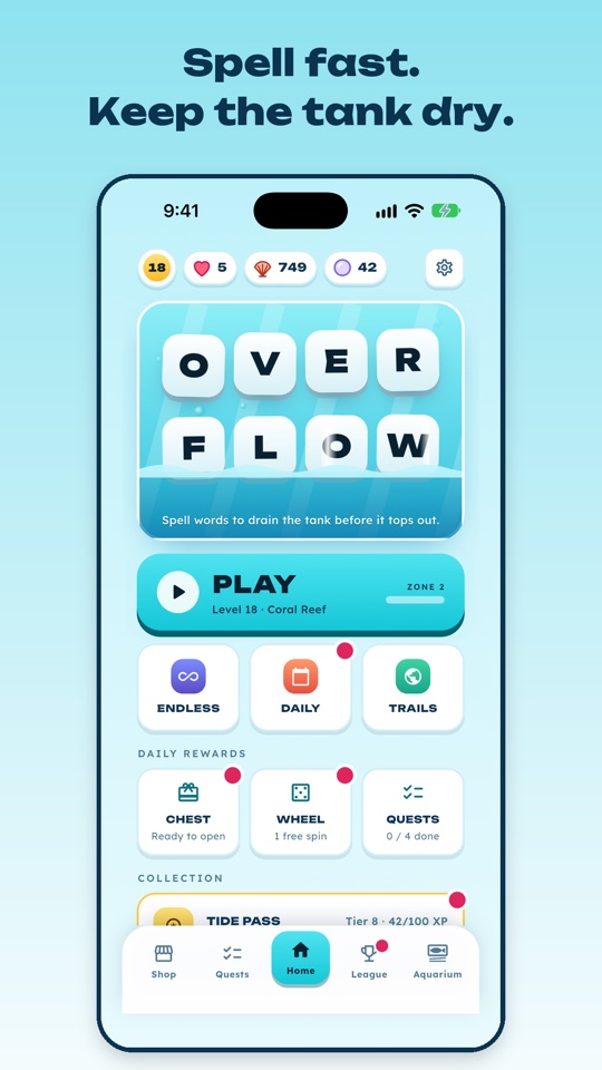 Overflow home screen